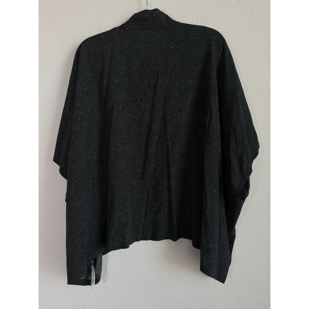 Loft Black Cardigan Women's One Size Dot Print Open‎ Front Slouchy Batwing Boho